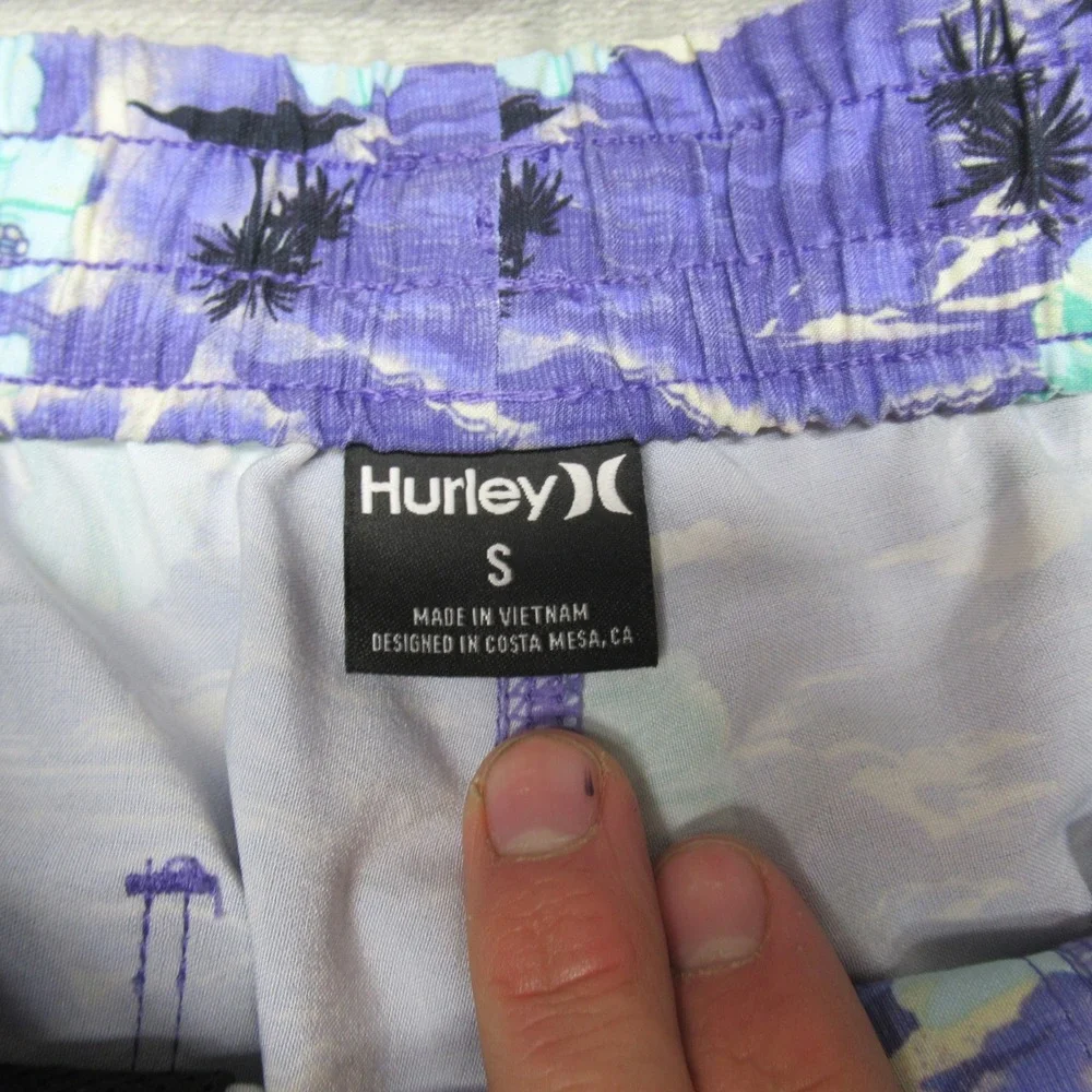 Hurley Board Shorts Mens Small Purple Tropical Floral Cannonball Volley 17‎ NEW